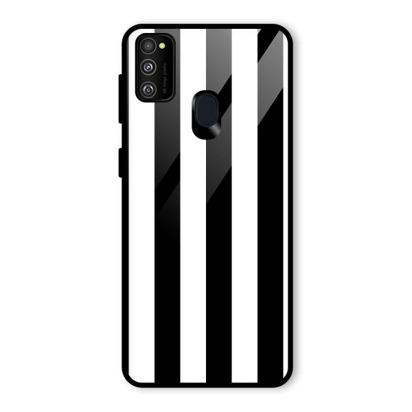 Lavish Black Stripes Glass Back Case for Galaxy M21