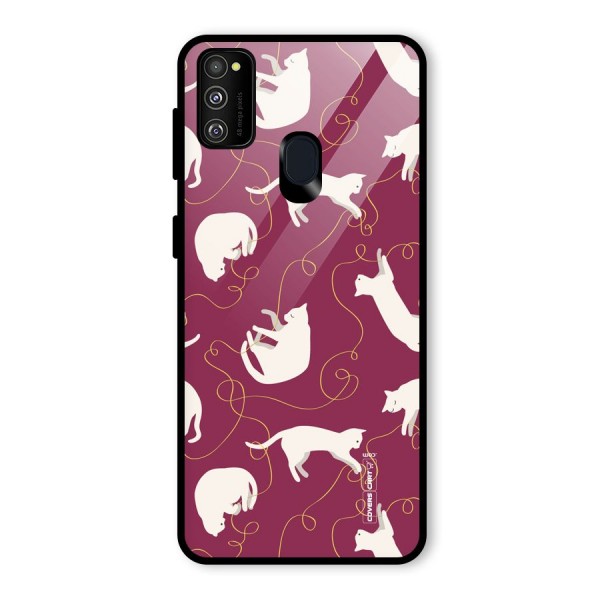 Lazy Kitty Glass Back Case for Galaxy M21