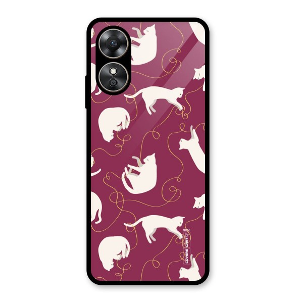 Lazy Kitty Glass Back Case for Oppo A17