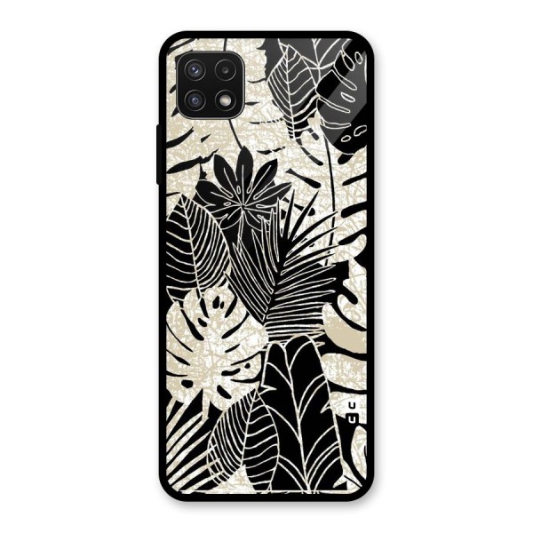 Leaf Pattern Glass Back Case for Galaxy A22 5G