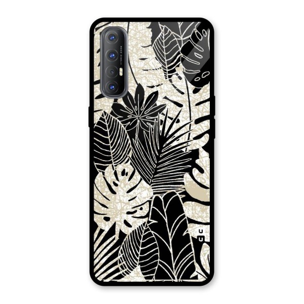 Leaf Pattern Glass Back Case for Oppo Reno3 Pro