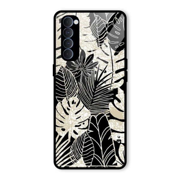 Leaf Pattern Glass Back Case for Oppo Reno4 Pro