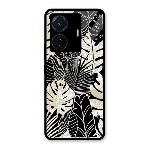 Leaf Pattern Glass Back Case for Vivo T1 Pro