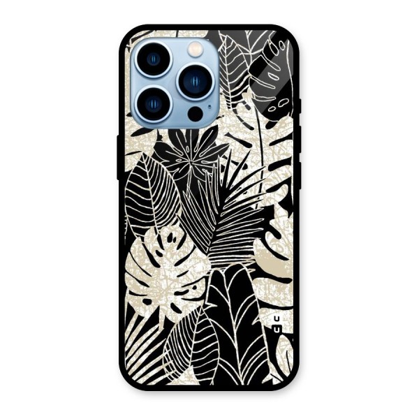 Leaf Pattern Glass Back Case for iPhone 13 Pro