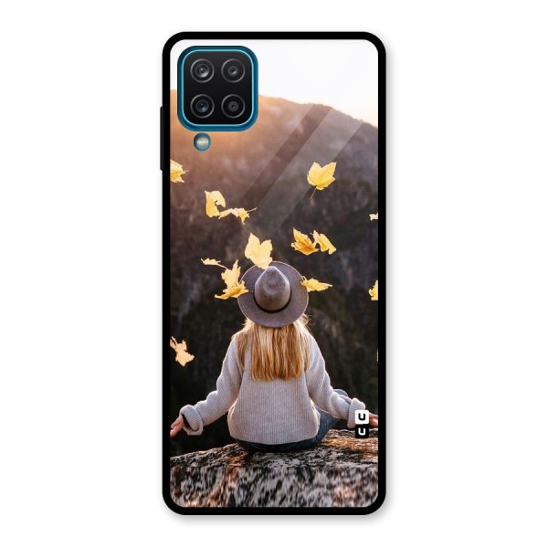 Leaf Rain Sunset Glass Back Case for Galaxy A12