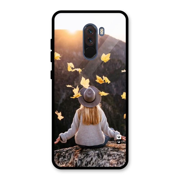 Leaf Rain Sunset Glass Back Case for Poco F1