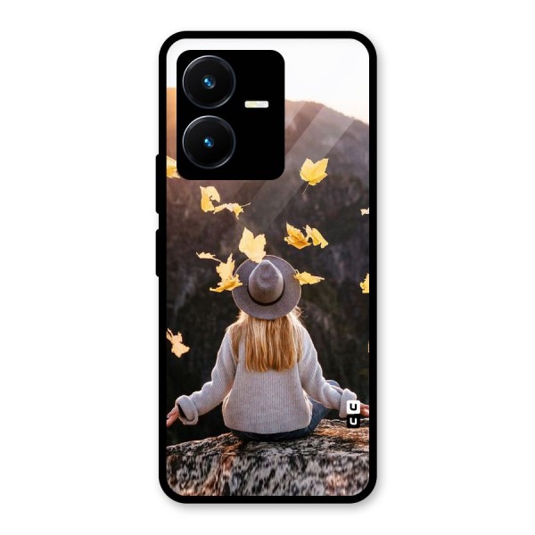 Leaf Rain Sunset Glass Back Case for Vivo Y22