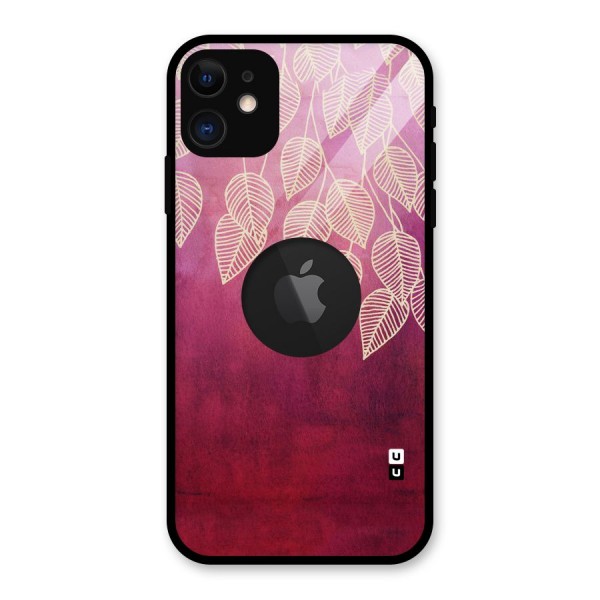 Leafy Outline Glass Back Case for iPhone 11 Logo Cut