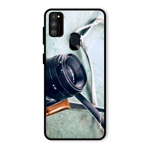 Leather Camera Lens Glass Back Case for Galaxy M21