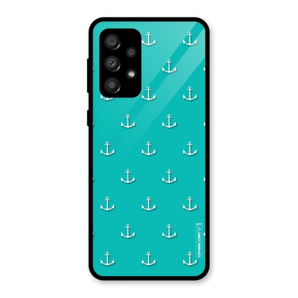 Light Blue Anchor Glass Back Case for Galaxy A32