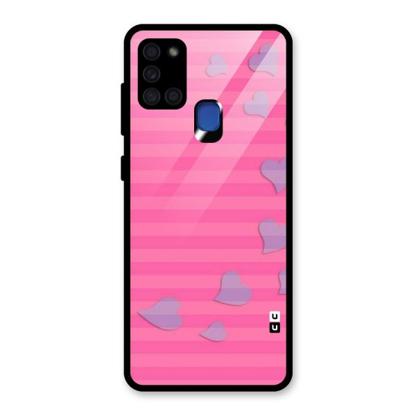 Light Heart Stripes Glass Back Case for Galaxy A21s