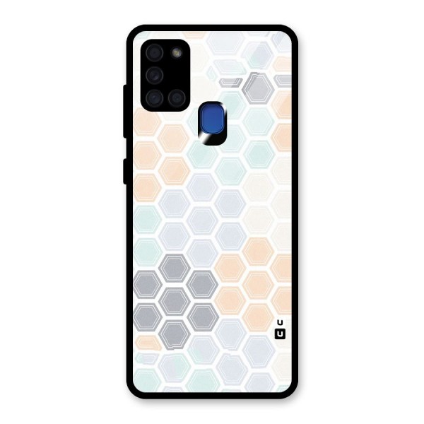 Light Hexagons Glass Back Case for Galaxy A21s