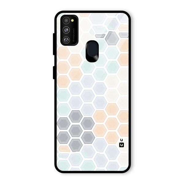 Light Hexagons Glass Back Case for Galaxy M21