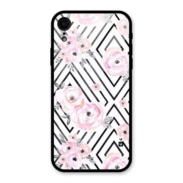 Light Pastel Flowers Design Glass Back Case for XR