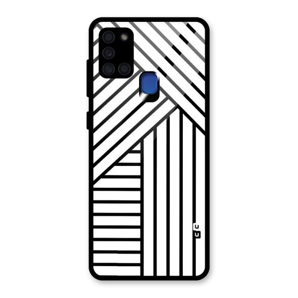 Lines Pattern Stripes Glass Back Case for Galaxy A21s