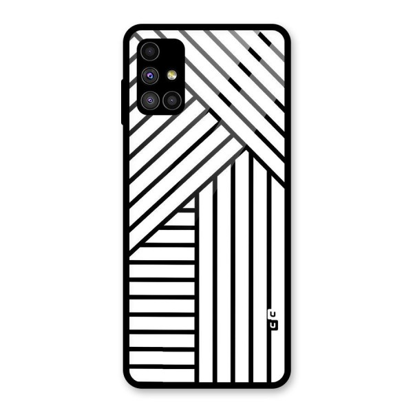 Lines Pattern Stripes Glass Back Case for Galaxy M51