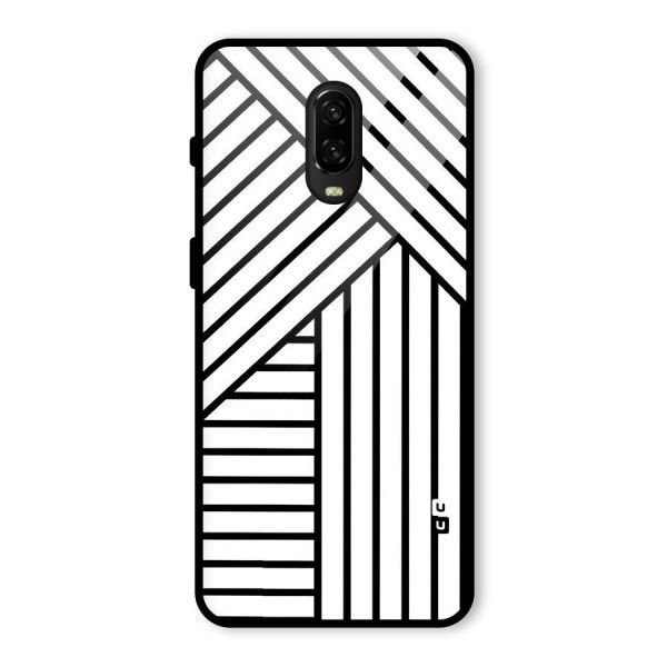 Lines Pattern Stripes Glass Back Case for OnePlus 6T