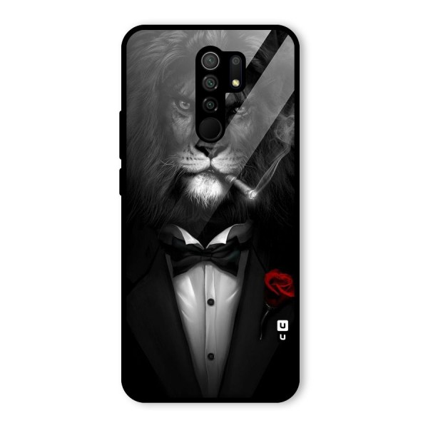 Lion Class Glass Back Case for Redmi 9 Prime