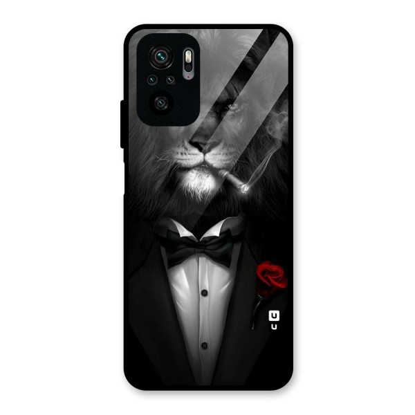 Lion Class Glass Back Case for Redmi Note 10