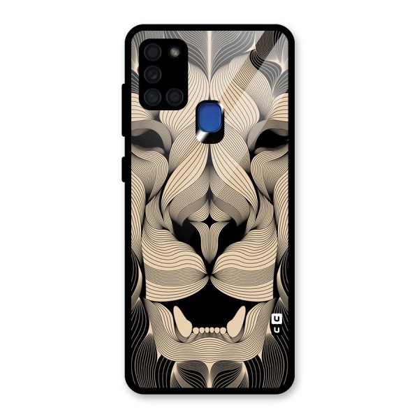 Lion Shape Design Glass Back Case for Galaxy A21s