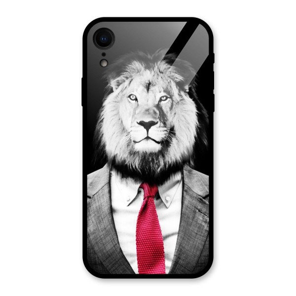 Lion with Red Tie Glass Back Case for XR