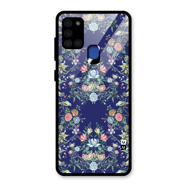 Little Flowers Pattern Glass Back Case for Galaxy A21s