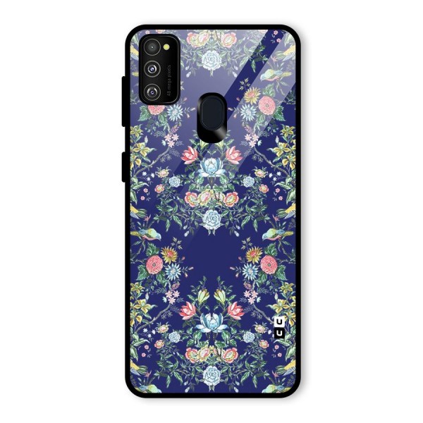 Little Flowers Pattern Glass Back Case for Galaxy M21