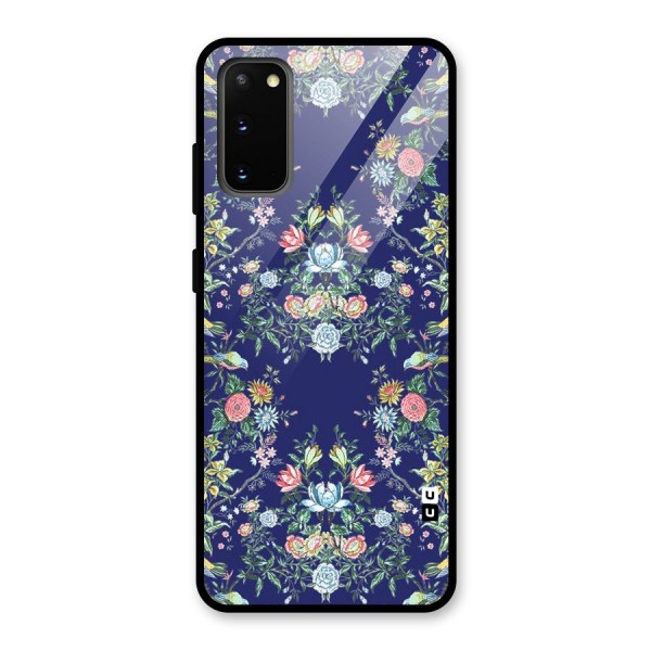 Little Flowers Pattern Glass Back Case for Galaxy S20