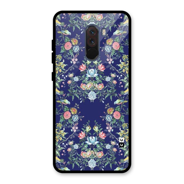 Little Flowers Pattern Glass Back Case for Poco F1