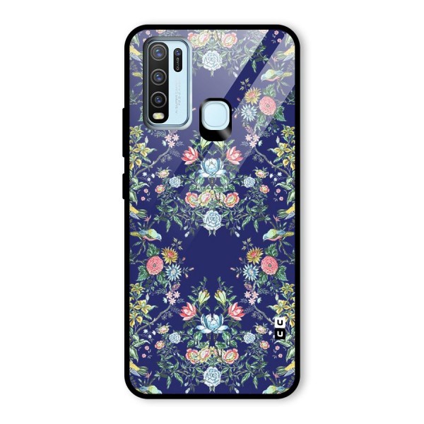 Little Flowers Pattern Glass Back Case for Vivo Y30