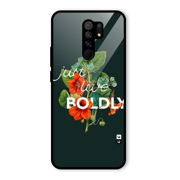 Live Boldly Glass Back Case for Redmi 9 Prime