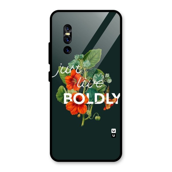 Live Boldly Glass Back Case for Vivo V15 Pro