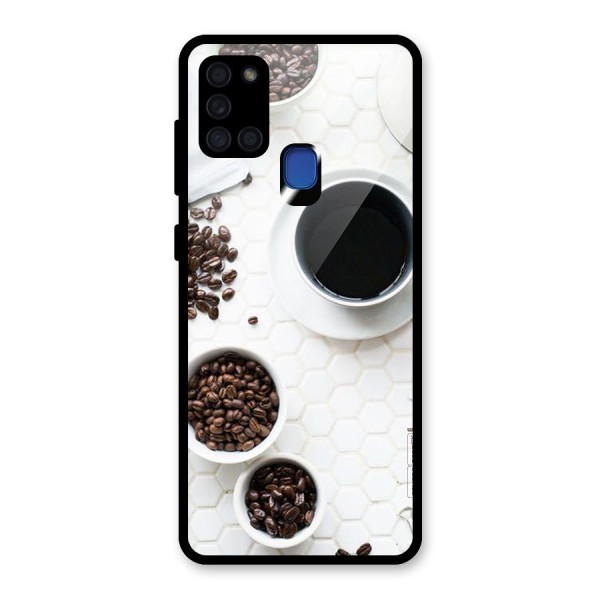 Live Coffee Glass Back Case for Galaxy A21s