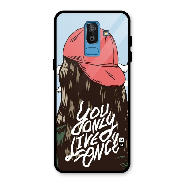 Live Once Glass Back Case for Galaxy J8