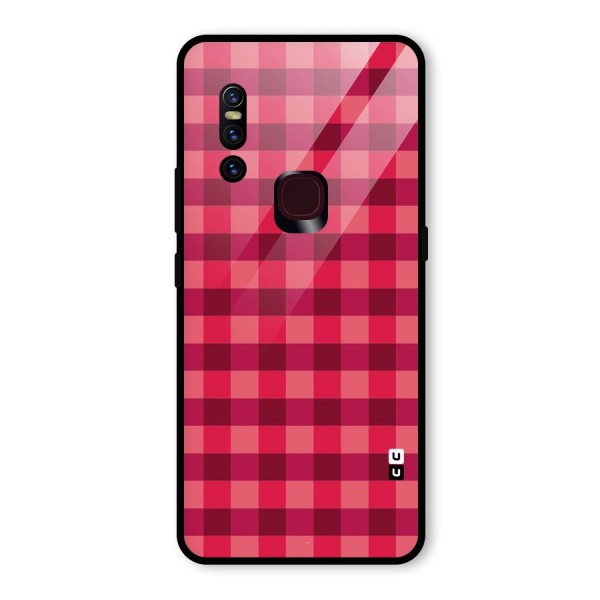 Love Checks Glass Back Case for Vivo V15