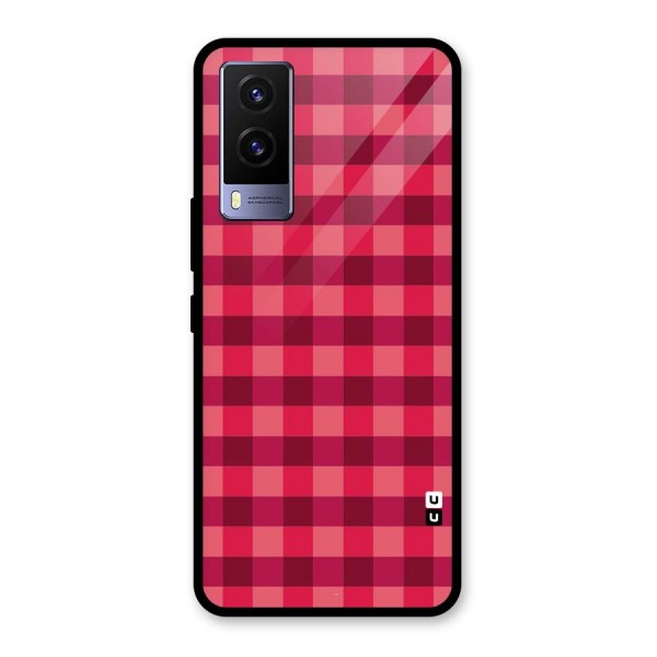 Love Checks Glass Back Case for Vivo V21e 5G