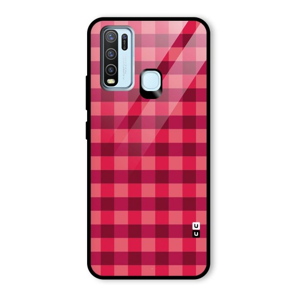 Love Checks Glass Back Case for Vivo Y30