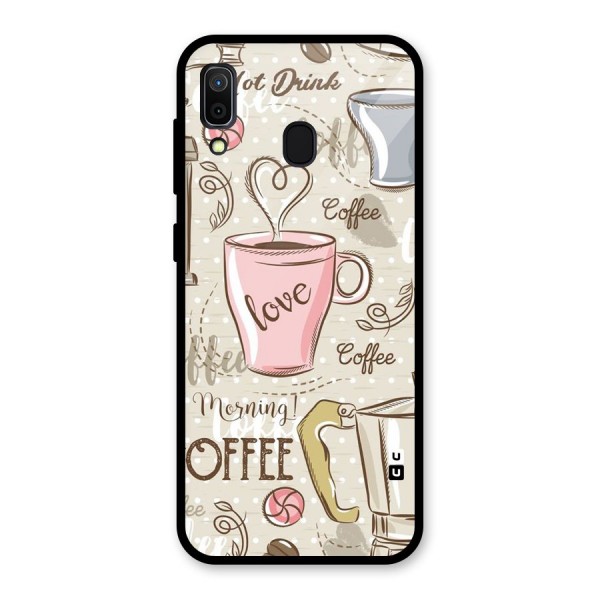 Love Coffee Design Glass Back Case for Galaxy A30