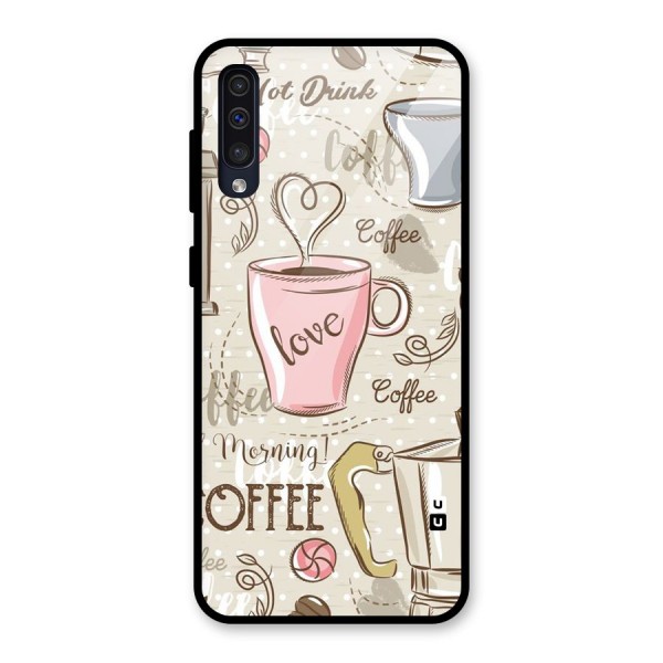 Love Coffee Design Glass Back Case for Galaxy A50s