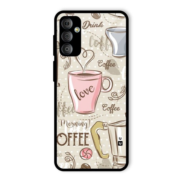 Love Coffee Design Glass Back Case for Galaxy F23