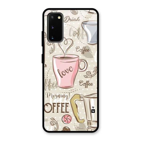 Love Coffee Design Glass Back Case for Galaxy S20