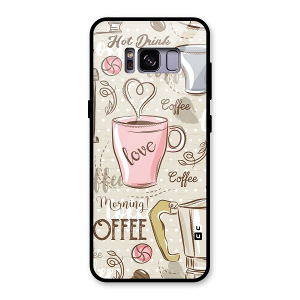 Love Coffee Design Glass Back Case for Galaxy S8