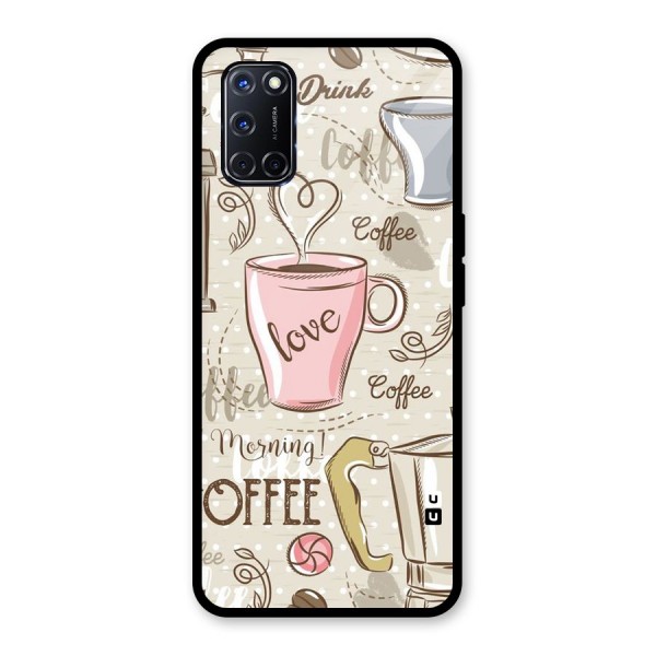 Love Coffee Design Glass Back Case for Oppo A52