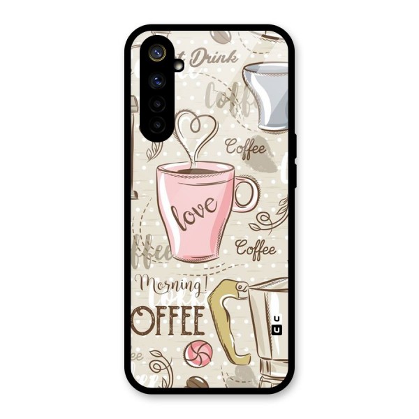 Love Coffee Design Glass Back Case for Realme 6i