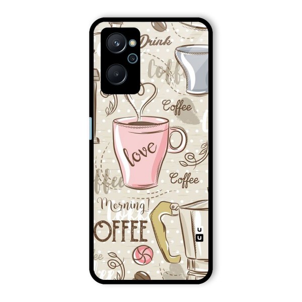 Love Coffee Design Glass Back Case for Realme 9i