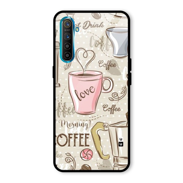 Love Coffee Design Glass Back Case for Realme XT