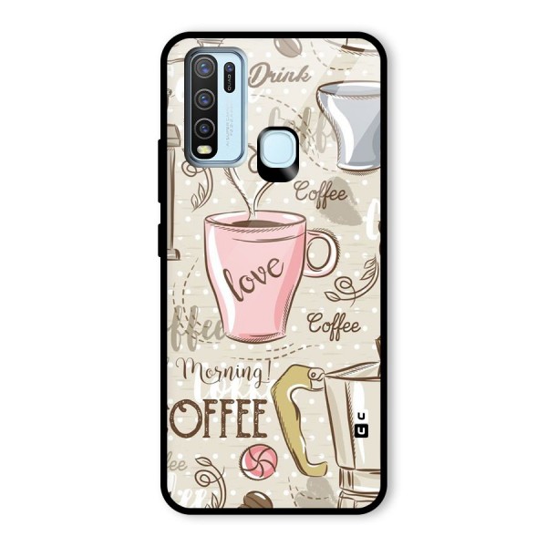 Love Coffee Design Glass Back Case for Vivo Y30