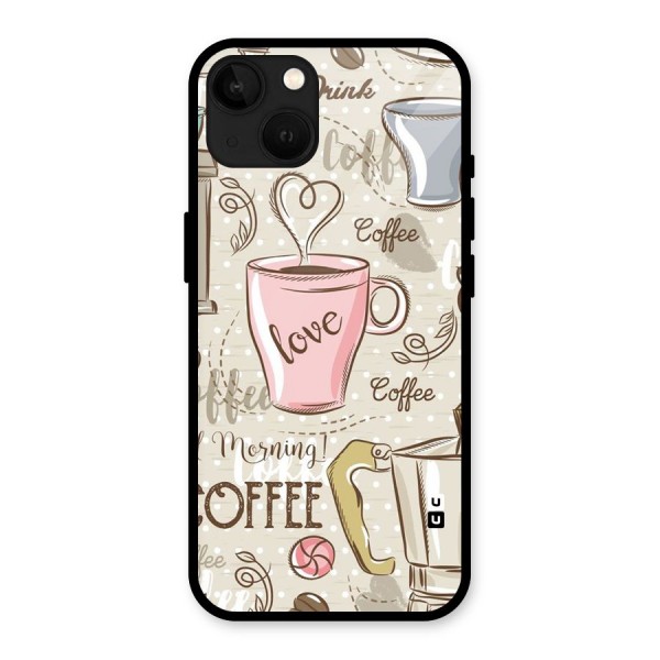 Love Coffee Design Glass Back Case for iPhone 13