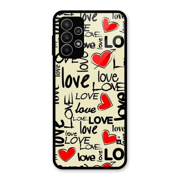 Love Hearts Pattern Glass Back Case for Galaxy A23