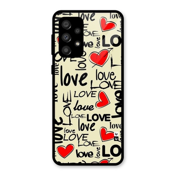 Love Hearts Pattern Glass Back Case for Galaxy A32